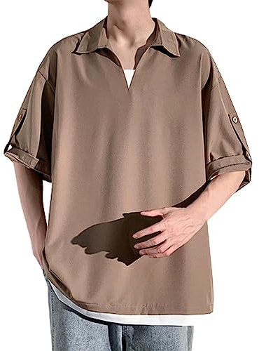 Vintage Stehkragen Baumwolle Leinen Kurzarm T-Shirt Herren Vintage Casual Wear Herren Atmungsaktive Tops