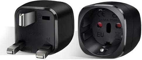 Adattatore Presa Inglese a Spina Italiana - Vutizal 2 pezzi Adattatore Universale da Viaggio - 3250W Adattatore UK per Regno Unito, Irlanda, Dubai, Maldive (Tipo G Nero)