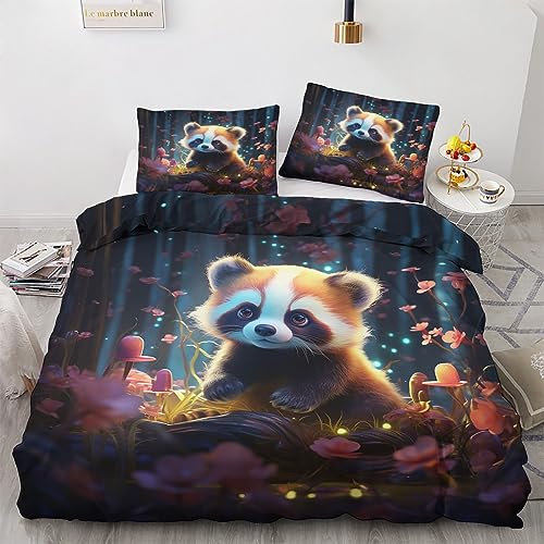 Bettwäsche 135x200 Roter Panda - Tier Bettbezug, Bettwäsche-Sets 2 teilig, Weich & Bügelfrei Mikrofaser Wendebettwäsche und 1 Kissenbezug 80x80 mit Reißverschlus Z8-&-254