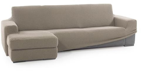 SOFASKINS® super elastischer Chaise Longue überzug, Sofabezug Kurze Linke Armlehne, Sofa überzug atmungsaktiv, bequem und langlebig, Kompatible Abmessungen des Sofas (210-340 cm), Farbe leinen