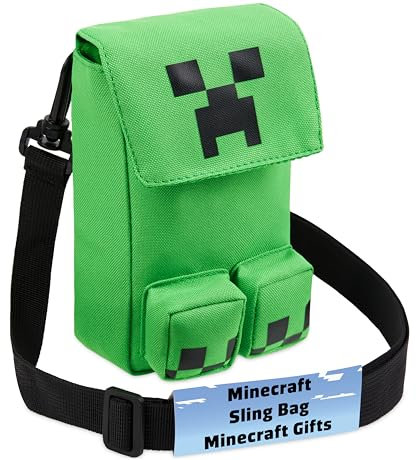 Minecraft Handytasche zum Umhängen, Creeper Umhängetasche mit Verstellbarem Gurt - Zocker Geschenk