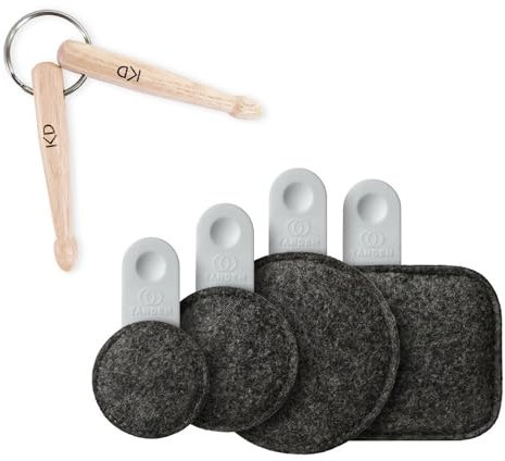 Tandem Drums DR-X4-FMIX-GRY Drops Schlagzeug Dämpfer Pad Set + keepdrum Schlüsselanhänger