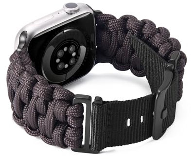 BINLUN Compatible with Apple Watch Paracord 550 42 mm/44 mm/45 mm/46 mm Military Style Sport Strap Durable Nylon Replacement Strap for iWatch 10/9/8/7/6/5/4/3/2/1/SE Men Women(Coffee)