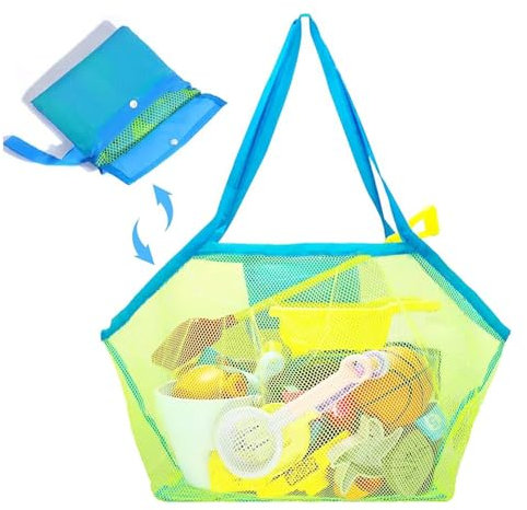 Sac Jouets Plage,Sac en Maille,Sac en Filet Pliant,Sac de Jouets Plage en Maill,Maille Filet de Rangement Jouet,Grand Sac de Plage pour Enfants,Rangement Filet Jouets Salle,pour Transport Jouets