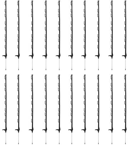 20 x 4ft Black Electric Fence Plastic Poly Posts Temporary Fencing Horse Paddock Line Stakes Poles