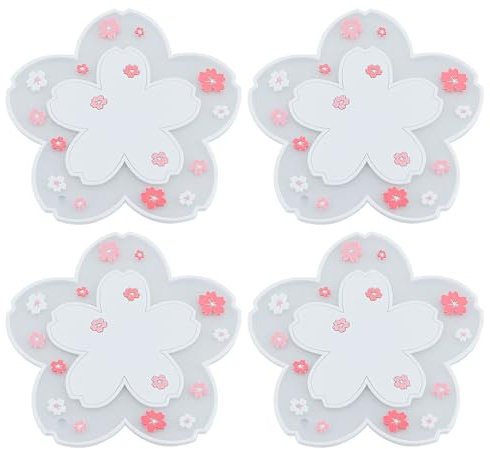 Nchdewui 4 StüCk Restaurant Untersetzer, Sakura, Coasters für GeträNke, Bar, Tassen, Tischuntersetzer GeträNkeuntersetzer (White)
