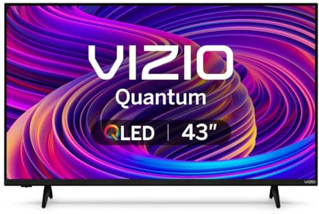 VIZIO 43-inch Quantum 4K QLED HDR Smart TV w/Dolby Vision HDR, 120fps @1080p PC Gaming, WiFi 6, Bluetooth Headphone Capable, Apple AirPlay, Chromecast Built-in (VQD43M-0801, New)