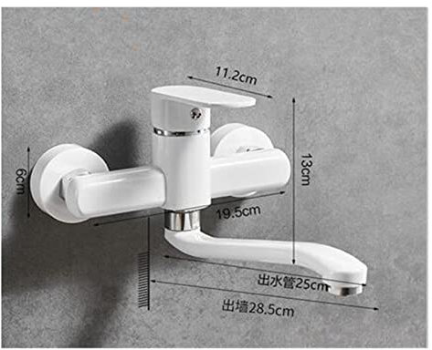 Wasserhahn Topffüller Wasserhahn Mopp Pool Wasserhahn Weiß Küchenarmatur Messing Waschbecken Wasserhahn Wandmontage Küchenarmatur Einhand-Waschbecken Warm- und Kaltmischer für Küchenspüle und Herd (5