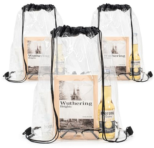 Vinuwu 3 Stück Durchsichtiger Rucksack, Transparente Tasche Kordelzugbeutel Turnbeutel Kordelzug für Schulrucksack Gym Travel Strandschwimmen Clear Bag Festival
