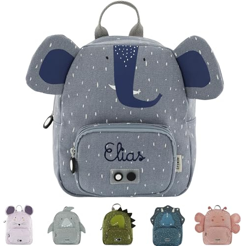 upstitch studio Trixie Kinderrucksack mit Namen personalisiert bestickt (Elefant, Rucksack GROß/BIG)