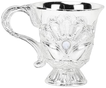 Asixxsix Europäischer Goldener Kelch Im Retro-Stil, Heiliger Altarkelch, Vintage-Weinbecher aus Metall mit Prägung, Exquisiter Geprägter Weinbecher für Zuhause, Restaurant, Cafés, Bars