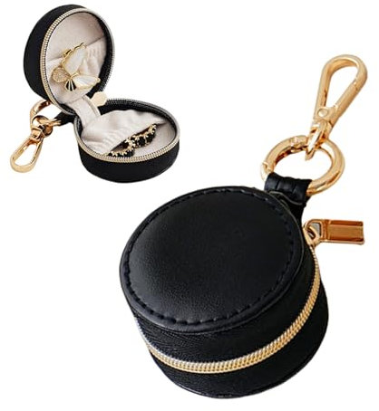 Calkkrer Tragbarer Ring Organizer, Schmuck Reiseetui mit Schlüsselanhänger, Aufbewahrung Schmuck Reise, Anti-Verlust Ring Schlüsselanhänger, Schmuck Organizer für Ringe