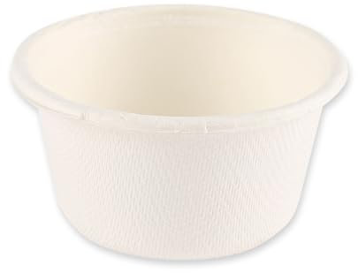 FRANZ MENSCH 500 Stück NATUREStar Bio Dressingbecher, rund | Zuckerrohr, weiß, V: 60ml, Ø: 6cm, H: 3cm, Karton, Dressingbecher, Zuckerrohrbecher, Dipschale