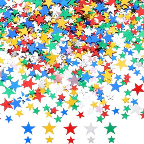DazzJoy 4000 Stück Glitzer Streudeko Sterne Konfetti Weihnachten, 2 Größen Bunt Sterne Deko, Weihnachtskonfetti Deko Sterne,Glitzersterne Streudeko Silvester,Pailletten Stern Tischdeko Streusterne Rot