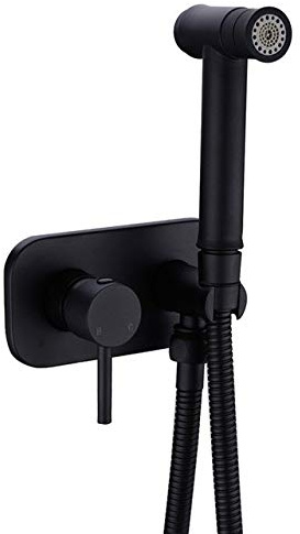 Set di doccetta per bidet in ottone per WC con acqua calda e fredda, kit doccia nero