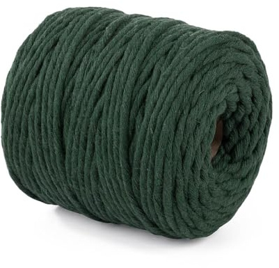 29 Colors 3mm Braided Macrame 100% Cotton Cord Crafting, Jewelry Making & Rustic Home Décor String Rope Craft Project DIY Supply Soft Nartural Knotting Boho Decor Knitting (Green, 100m)