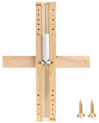 Sablier pour Sauna 15 Minutes en Bois Naturel - Minuterie de Sauna Analogique, Montage Mural avec Vis en Acier Inoxydable, Accessoire de Sauna Rotatif et Résistant à la Chaleur, Idéal pour Relaxation