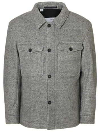 SELECTED FEMME Herren Slhmitch Lano Shacket Noos, Grey Melange, l