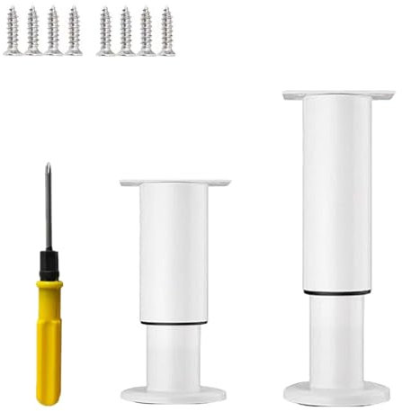 NCRGB Pied de Lit 2pcs Pieds de Meuble de Salle de Bain Pied Réglable pour Meuble,Pieds de Sommier pour Canapé Pied de Table,Pieds de Meubles Réglables en Métal avec vis et Tournevis (Blanc, 8-12 cm)