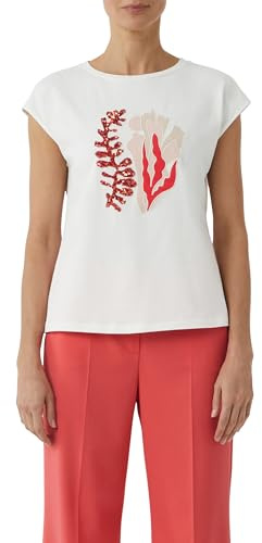 Comma Damen Jersey-t-Shirt mit Pailletten und Artwork T-Shirt