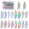 Hobbspring 18 Stück 9 Farben Feder Charms Edelstahl Filigrane Anhänger Regenbogenfarben Metallverzierungen Filigrane Flügel Ohrring Charm Zur Schmuckherstellung Armband Halskette