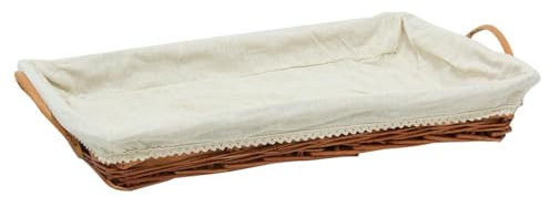 Bandeja Mimbre Marron Claro C/Tela Blanca (60 * 40 * 8)