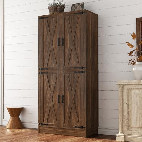 Unikito 71 Tall Farmhouse Kitchen Pantry Storage Cabinet with Barn Doors