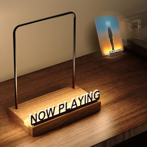 KORRTFID Now Playing Vinyl-Schallplattenständer, beleuchteter Vinyl-Schallplattenständer, warmweißes Licht mit fingerabdruckfesten Acryl-Buchstaben
