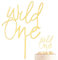 Happy Birthday Tortendeko Gold, Acryl Cake Topper Kuchendekoration, Wild One Kuchen Deko für Jungen Mädchen 1. Geburtstag Party Torte Dekorationen Suppllies, Größe 15x11,5cm