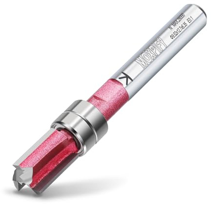 3-Flute Double Bearing Flush Trim Bit, 9.5mm Router Bit 1/4 Shank