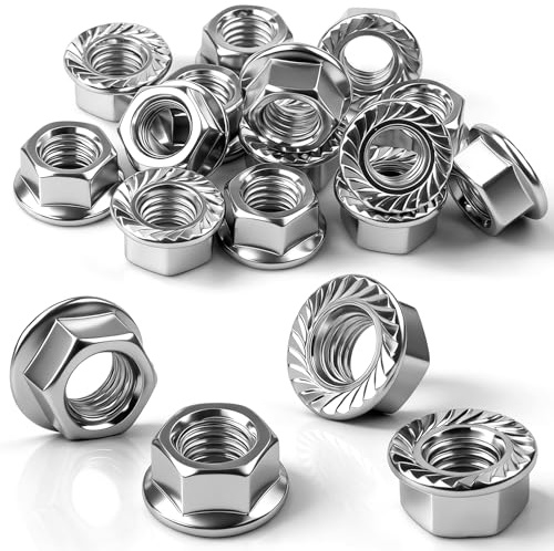 qjuwhua 100 Pieces M8 Serrated Flanged Nuts 8mm Hexagonal Nuts DIN 6923 | Zinc Plating Carbon Steel for Furniture Production Industrial DIY Machinery Manufacturing Silver