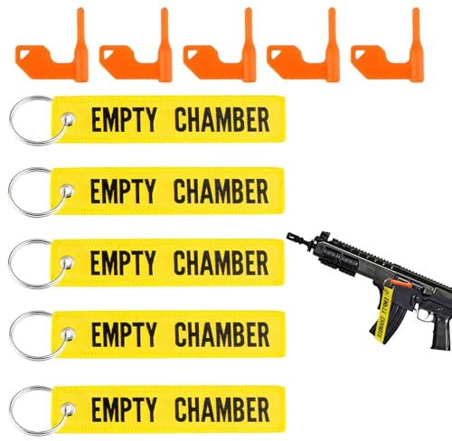 EuSupNova Drapeaux de Sécurité de Chambre de Pistolet, 5 Pièces | Universels, Témoin De Chambre Vide, Compatible Fusil Fusil de Chasse Pistolet, Comprend 5 Porte-Clés