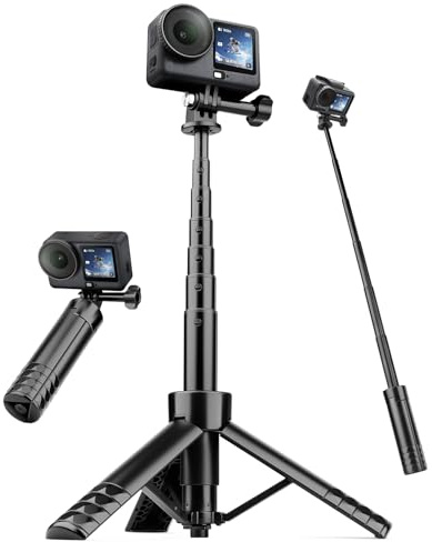 Nineigh 65cm Selfie Stick Stativ für Action Kamera | mit Fernbedienung & 360° Kugelkopf, Tragbarer Reisestativ Pocket Tripod für DJI Osmo Action 5 pro 4 3 , Insta360 X4 X5