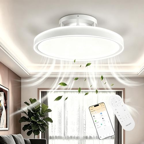YEELIGHT Deckenventilator mit Beleuchtung, 74W Dimmbar Leise Deckenlampe Ventilator mit 6 Geschwindigkeiten & Fernbedienung Timer, Sommer Winterbetrieb, Smart Deckenleuchte für Schlafzimmer Wohnzimmer