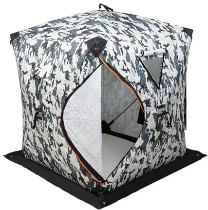 Tragbarer Angelzelt, Winddicht Outdoor-Eisangelzelt Wasserdicht Thermisches Zelt Schneesicher Arbeitszelt Kapazität 1-2 Personen Unterstand für Camping 145x145x165 cm