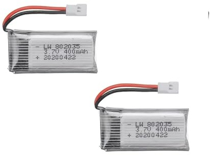 3.7V 400mAh 35C LiPo Battery With Charger For Mini RC Quadcopters – 37×20×8mm Replacement Battery Pack(2pcs with charger)