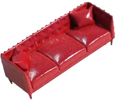 Mqiklt Dreisitzer Sofa Modell Im Maßstab 1:64, Mini Puppenhaus Couch, Harzornament, Dekoration, Geschenk, Kunsthandwerk, Ausstellungsstück, Miniaturmöbel, Rot