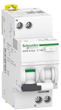 Schneider A9D32610 Interrupteur FI/LS iDPN N Vigi 1P+N, 10A, C-Char, 30 mA, Type A, 6 kA