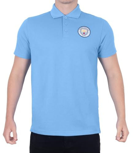 MANCHESTER CITY FC Official Football Gift Mens Polo Shirt Sky Blue Small