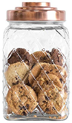 2.4 Litre Large Glass Storage Jar with Copper Coloured Lid