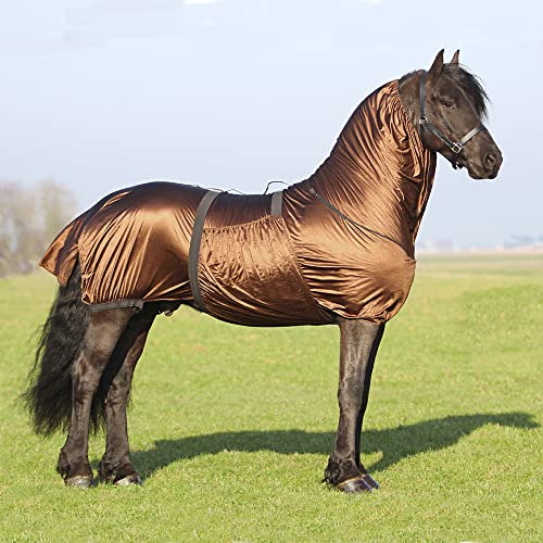 QHP Ekzemdecke für Friesen + großrahmige Pferde Hals großer Bauchlatz braun (135 cm)
