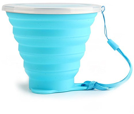 JINSANSHUN Gobelet pliable ultra fin - 270 ml - Pour le camping - En silicone - Rétractable - Incassable - Bleu