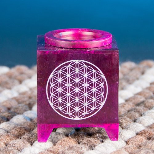 Aromalampe Blume des Lebens Speckstein violett 7,5 x 7,5 x 10 cm, Esoterik