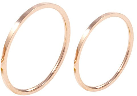 Happiness Boutique Damen Rosegold Ringe im Zarten Design | Minimalist Ring Set 2 Bandringe Edelstahlschmuck