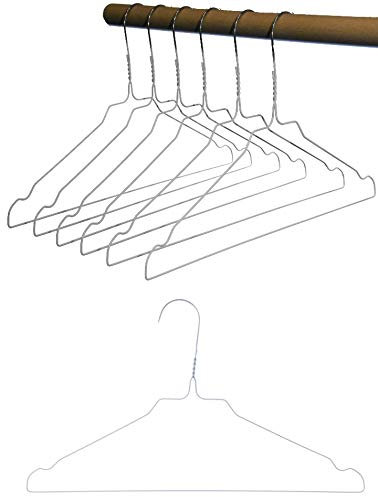 HAGSPIEL Kleiderbügel aus Metall, Drahtbügel aus hochwertige Zinkbeschichtung, mit Steg und Rockkerben (Weiß, 100 STK.) Made in Austria
