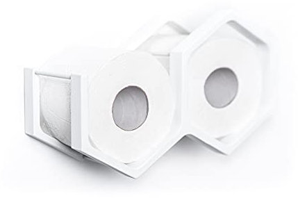 Support de papier toilette étagère wc rouleau support mural bois flottant rack pour salle de bain mini nid d'abeille (White)