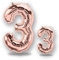 FUNXGO® folienballon 3 rosegold - 2 Stück - 42 & 17- luftballon Zahl 3 - Zahlen Ballon 3 Deko - zum 3. Geburtstag, Hochzeit, Jubiläum, Fest, Party Dekoration -100cm & 33cm- Ballon 3 rosegold