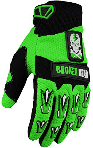 Broken Head MX-Handschuhe Faustschlag - Motorrad-Handschuhe Für Motocross, Enduro, Mountainbike - Grün - Größe XXL