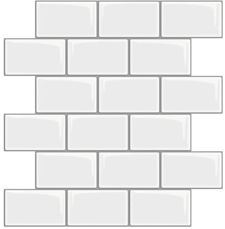 LONGKING White Subway Tiles Peel and Stick Backsplash, Stick on Tiles Kitchen Backsplash