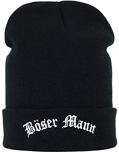 EXPRESS-STICKEREI Lustige Strickmütze - Warme Wintermütze mit Spruch Böser Mann - Beanie für Damen und Herren - Unisex Wollmütze - Haube mit Spruch